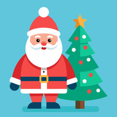 santa claus with christmas tree