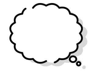 途切れ線のドット柄の影のある吹き出し　3