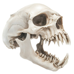 Fototapeta premium A skull with teeth and a mouth is shown in a white background