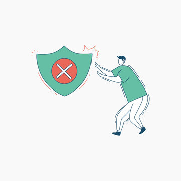 recommend clip art: Person Pushing Away a Shield with a Red X Mark