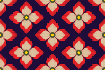 Ikat native patterns combine geometric art with floral patterns in a seamless style.