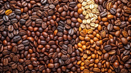 Obraz premium Whole coffee beans with different colors and shapes, colors, botanical, organic