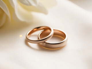Wedding rings reflecting the promise of a lifetime together.