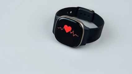 Fitness Tracker with Heart Rate Monitor on Grey Background
