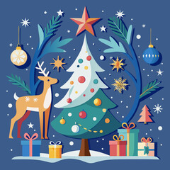 Christmas greeting banner Background elements