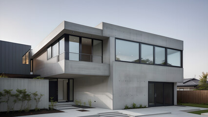 어두운 톤의 외벽의 건물 디자인 조감도.
