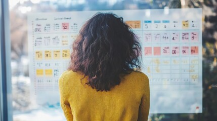 Women looking and writing on screen.