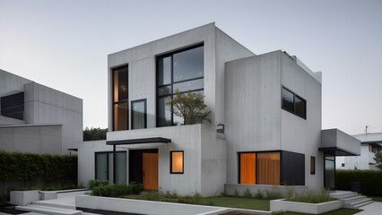 어두운 톤의 외벽의 건물 디자인 조감도.
