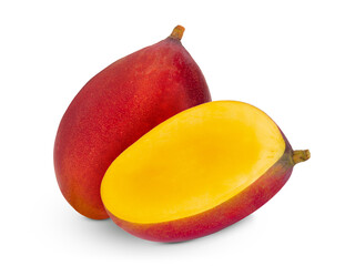 whole and half ripe mango isolated, png