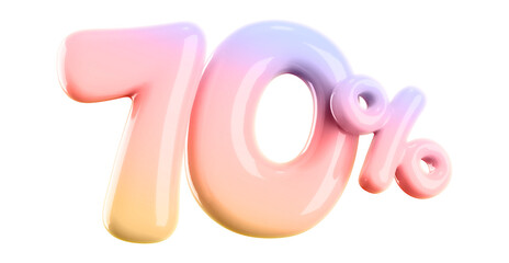 Fototapeta premium Discount 70 Percent Off Sale Gradient Number 3D