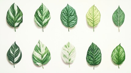 Fototapeta premium Green and White Leaves
