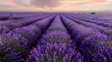 Fototapeta premium Tranquil Lavender Field at Sunrise