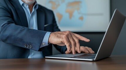 Business professional engaging with digital technology during a meeting or presentation at work
