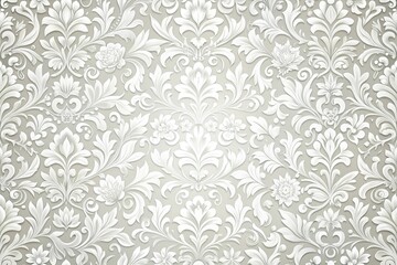 elegant white decorative floral wallpaper with intricate detail silhouette
