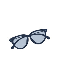 Square, retro style glasses with thick blue frames, a bold and iconic design.