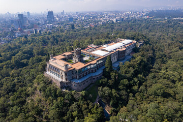 Aerial Drone View of Chapultepec Palace in Mexico City