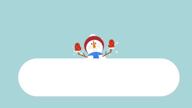 snowman wave hands 4k for greeting christmas and happy new year