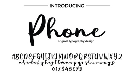 Phone Font Stylish brush painted an uppercase vector letters, alphabet, typeface