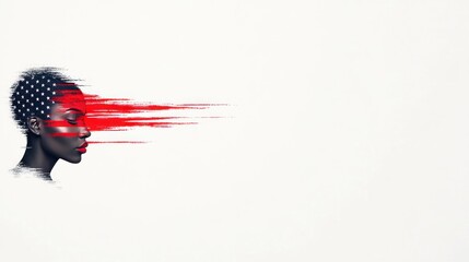 USA Celebration: Abstract Woman Face with American Flag