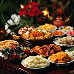 Obraz premium New Year Eve traditional festival foods