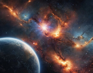 Obraz premium Space background with many stars