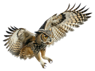 PNG Majestic owl in flight action