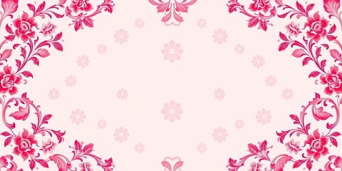 Girly pink wallpaper with floral design perfect for interior decoration, pattern, girly