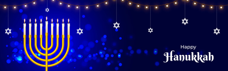 Vector illustration of Happy Hanukkah social media template