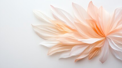 Fototapeta premium Delicate petals in soft peach and white hues, creating a serene and elegant floral design on a light background.