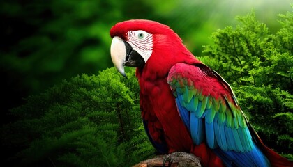 Obraz premium Hybrid parrot in the wild macaw in the green trees