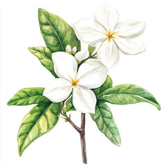 jasmine flower watercolor clipart illustration isolated