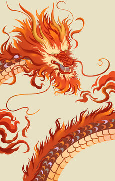 The Eastern dragon painting, the flat dragon as a totem.