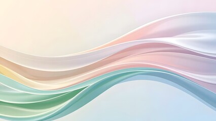 Fototapeta premium Soft, abstract wave pattern with fluid, flowing shapes in gentle pastel colors. The design features smooth curves that seamlessly blend into each other, creating a tranquil and visually soothing effec