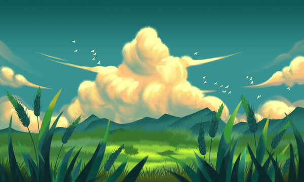 The beautiful scenery of the outdoor field.