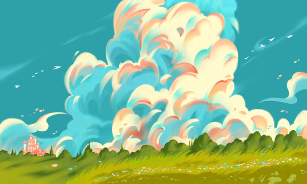 Dreamlike clouds, beautiful background scenery