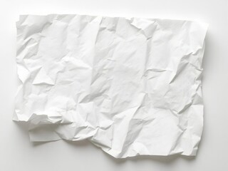 Obraz premium Crumpled white paper with folds and wrinkles on a white background, background, paper, wrinkled