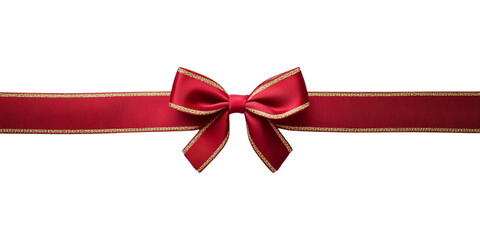 Elegant red ribbon with a bow, perfect for gift wrapping and decorative purposes, isolated on a white background.