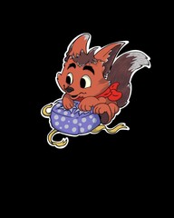Happy fox pet animal and party present lovely animal