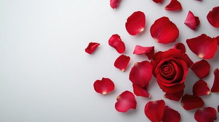 Red rose with petals
