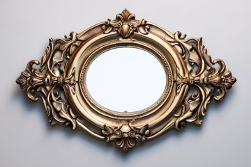  close up of a vanity mirror with a unique frame