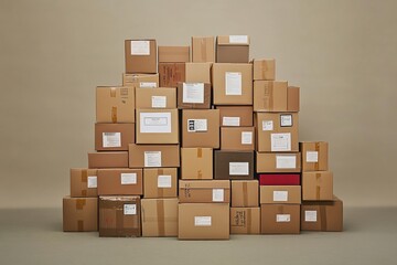 A pile of express delivery cardboard boxes