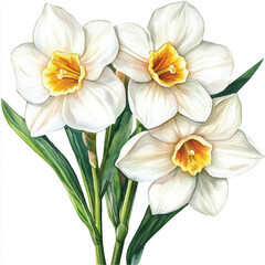 Fototapeta premium jonquil flower watercolor clipart illustration isolated