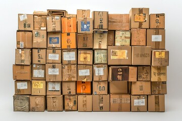 A pile of express delivery cardboard boxes
