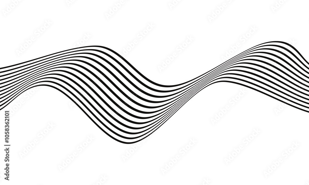 Poster abstract black wave line pattern art suitable for banner, poster.