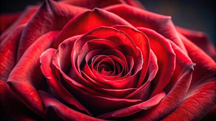 Naklejka premium Close-up of a single red rose with velvety texture and delicate fragrance, garden, closeup, texture