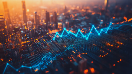 Obraz premium Smart digital Innovation city with connection network reciprocity over the cityscape. of future smart wireless digital city and social media networking systems that connects people with in city 