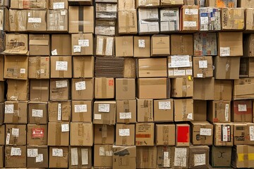 A pile of express delivery cardboard boxes