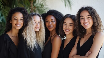 Obraz premium A group of beautiful women from different nationalities is developing a platform for digital beauty consultations. Focusing on sustainable beauty products and care products