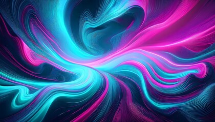 Obraz premium Vibrant abstract composition with swirling blue, mint, and pink colors featuring interwoven digital elements. Generative AI