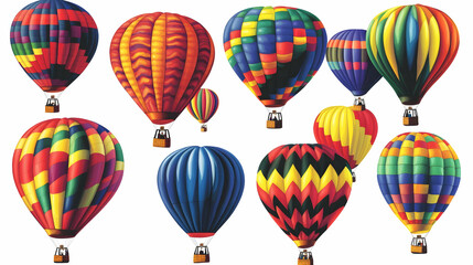 Naklejka premium Colorful hot air balloons isolated on white background.